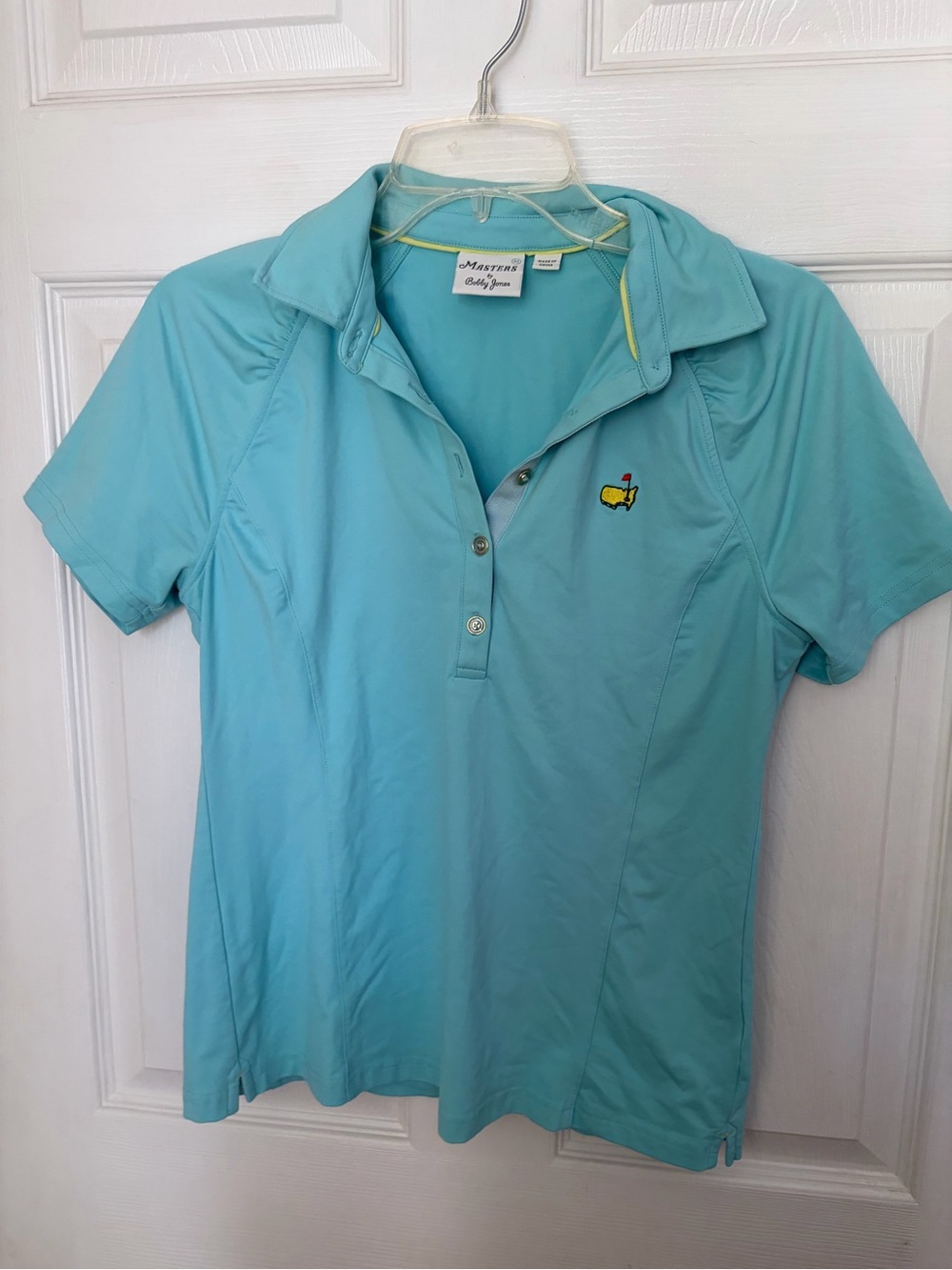 Masters Women's Aqua Short-Sleeve Button-Down Polo